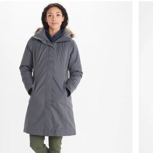 Marmot Women's Gray Down Hooded Snow Jacket